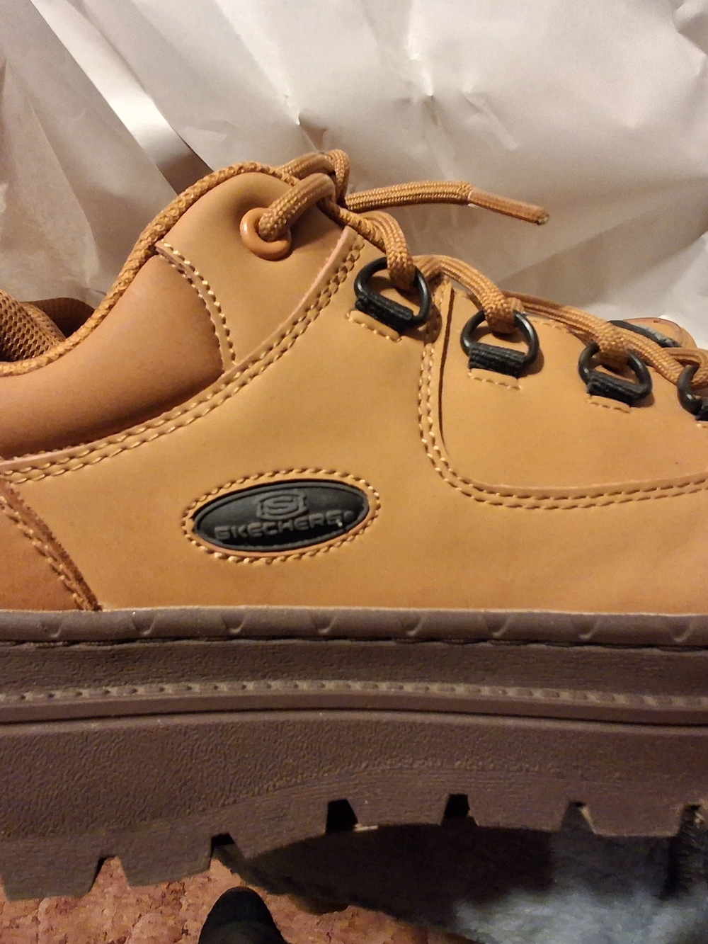 Skechers Unisex Tan/Brown Lace-Up Work Shoes With Composite Toe